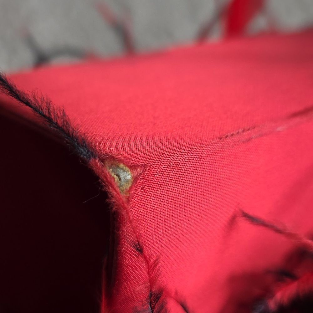 Vtg Red and Black Ostrich Feather Trimmed Satin Crossbody Shoulder Bag Glam 8x5 - Picture 13 of 14